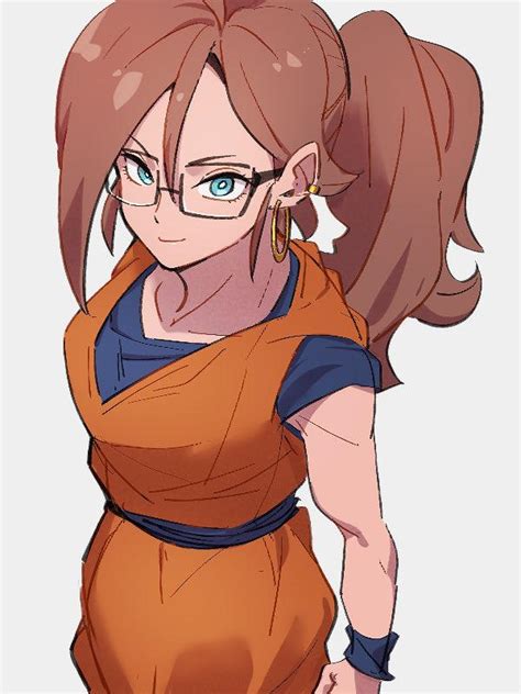 android 21 and goku|android 21 wearing goku's gi.